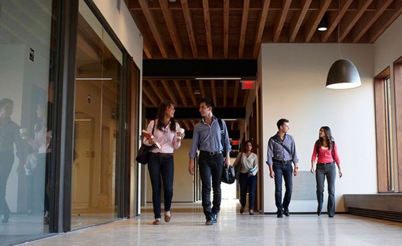 Students walking in the Ivey building