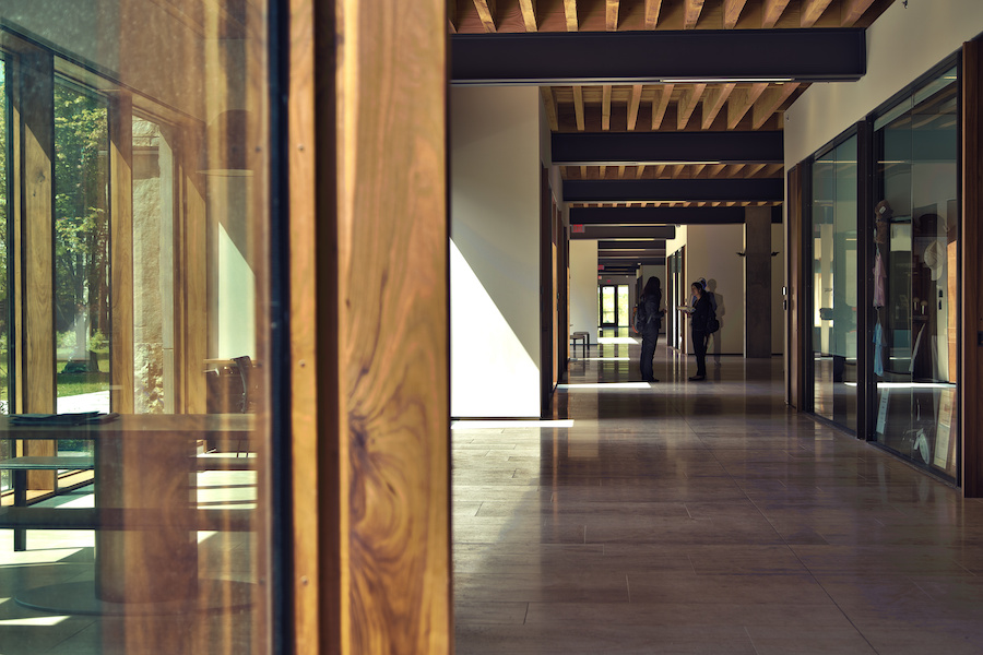 Image of a corridor in the Ivey building, showing the wood construction materials