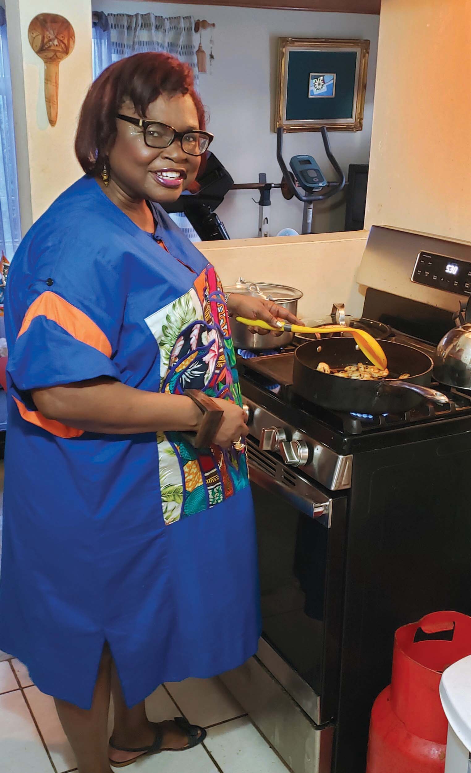 Jennifer Jones-Morales cooking on the kitchen