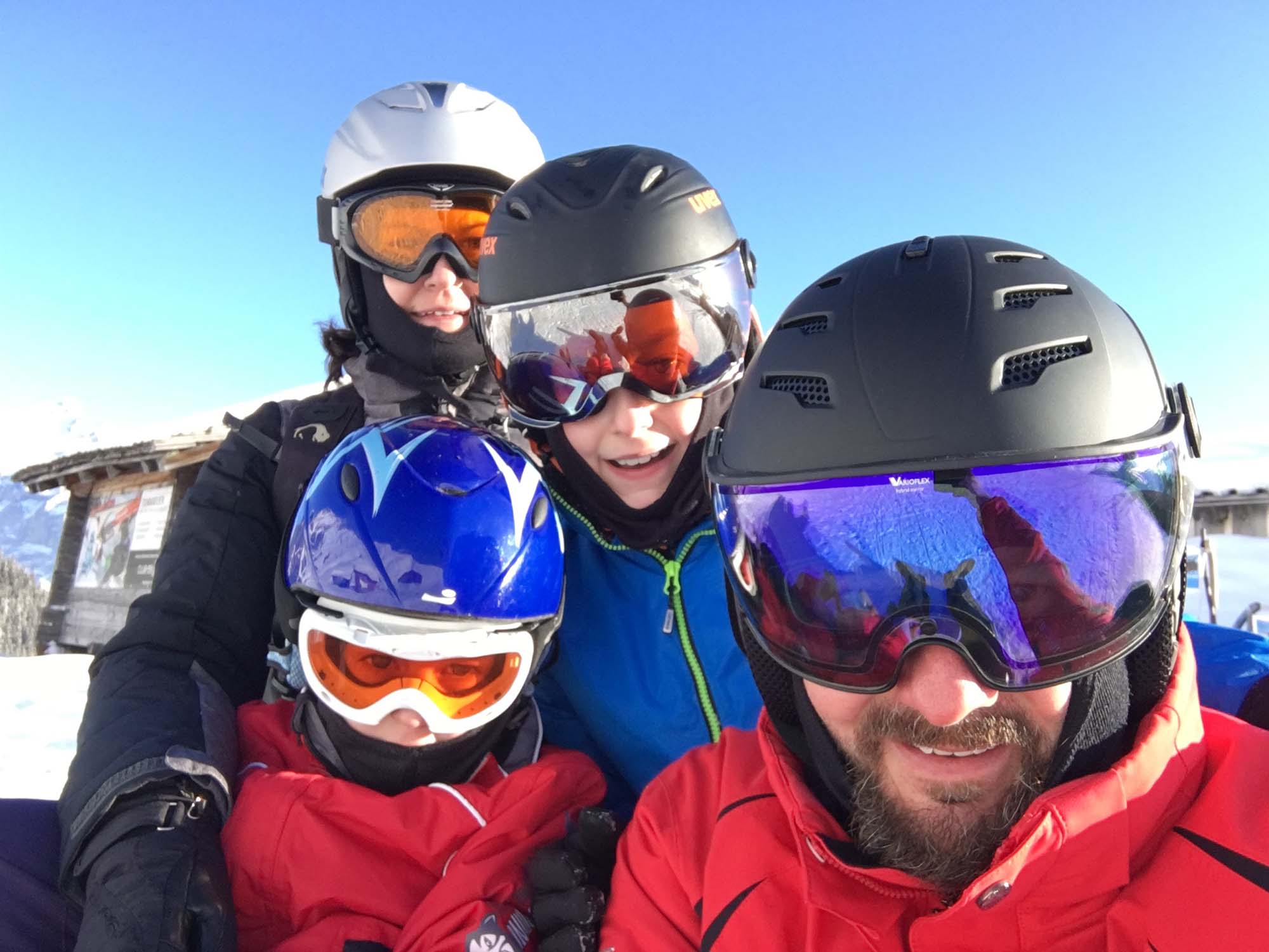 Mark Staudenmann with family in ski glasses