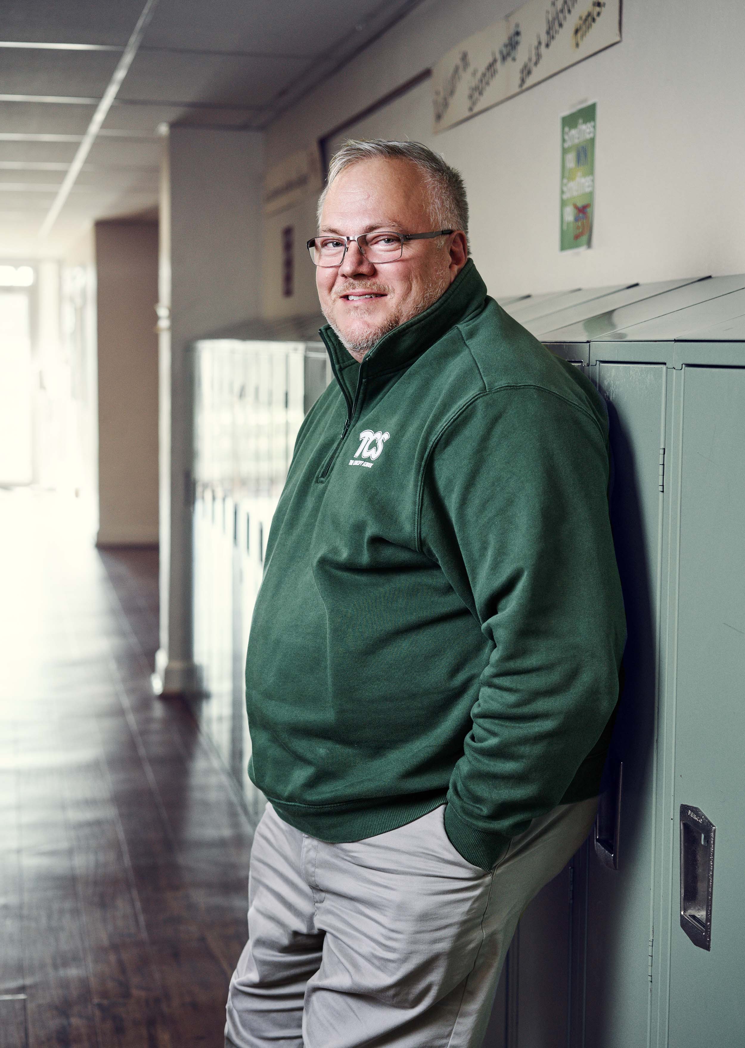 Steven Burtch in school hall photo