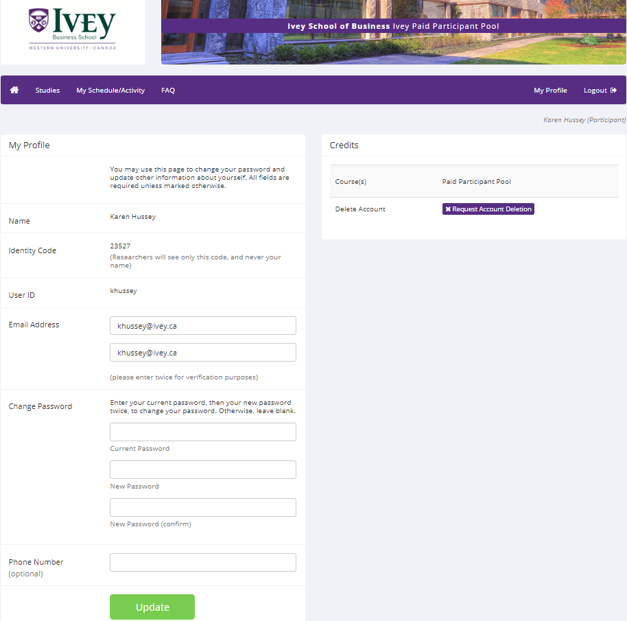 Using SONA Ivey Behavioural Research Lab