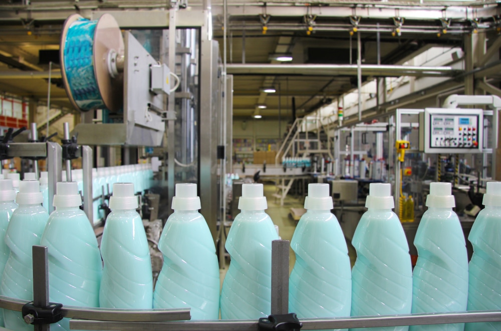 A factory producing plastic bottles