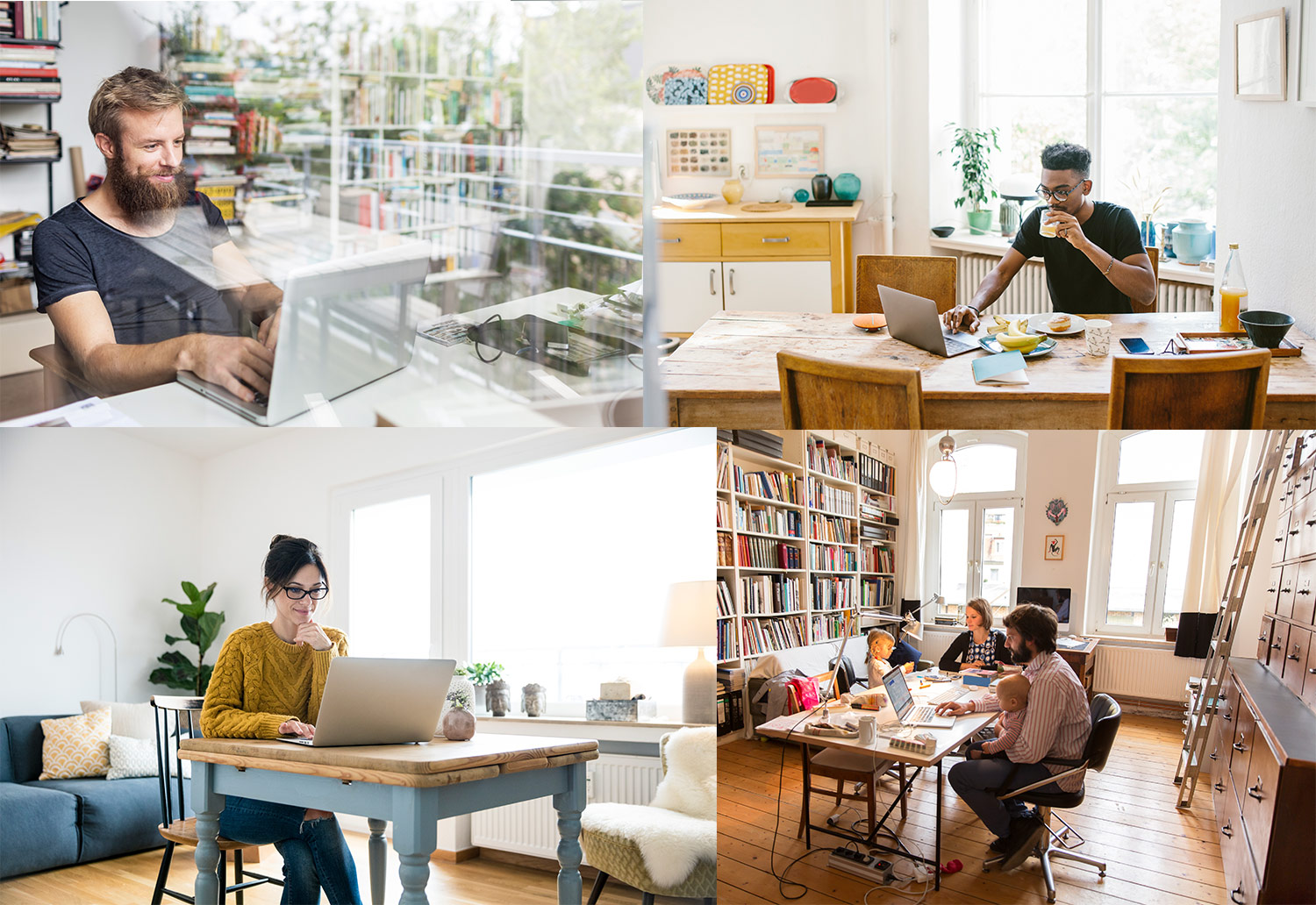 Compilation image of people on their laptops