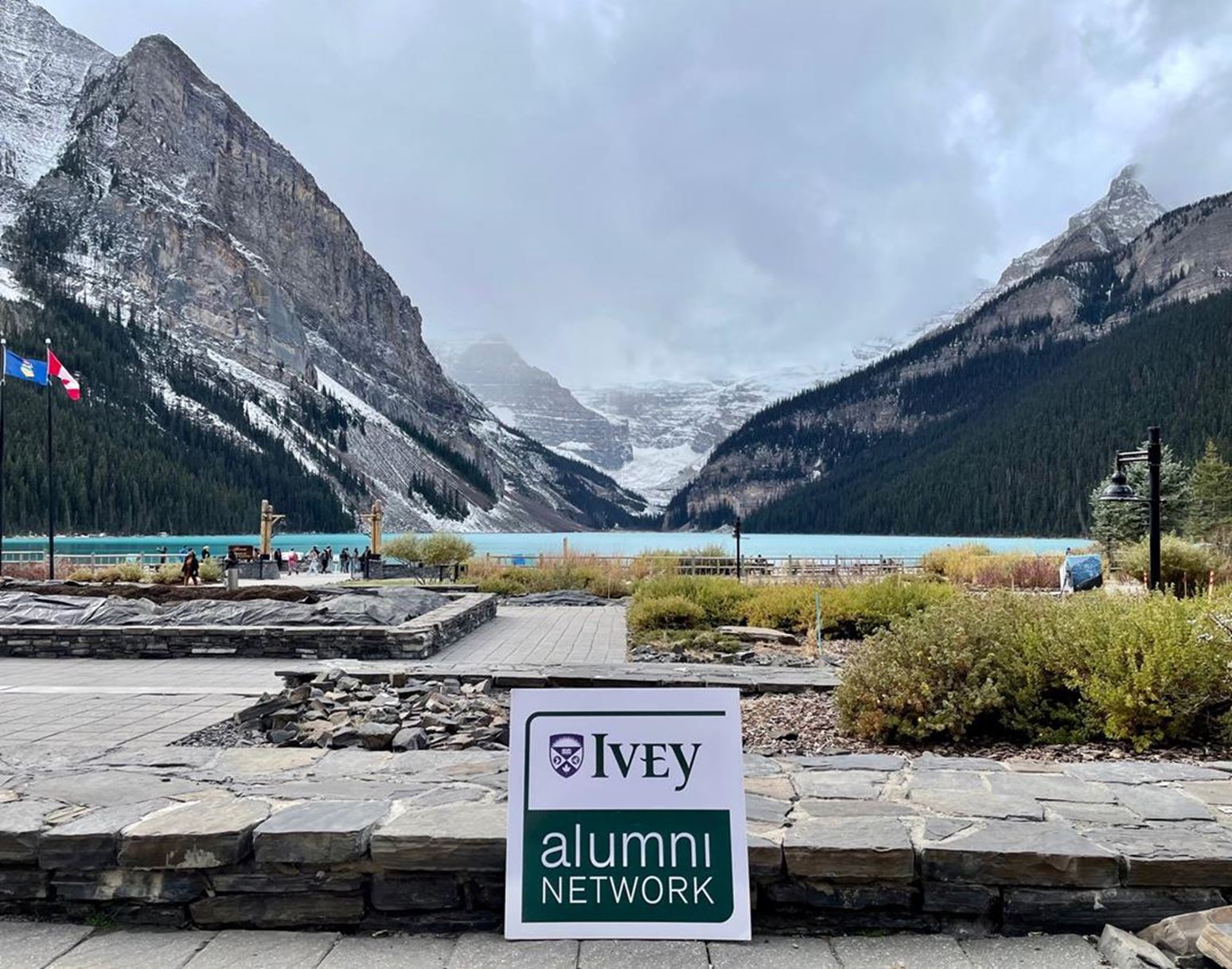 Image of Lake Louise and Ivey Alumni Network Sign