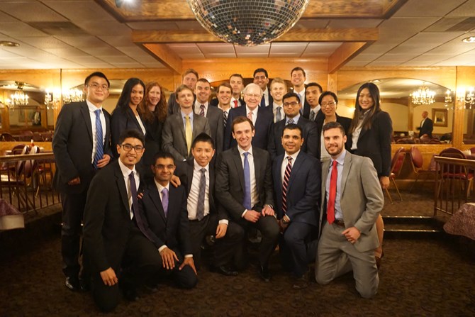 Dr. Athanassakos' Value Investing class poses with Mr. Buffett