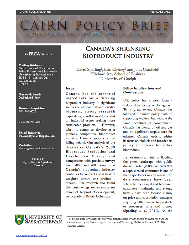 Canada’s shrinking Bioproduct Industry
