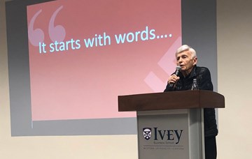 Holocaust survivor Max Eisen shares his story with Ivey students