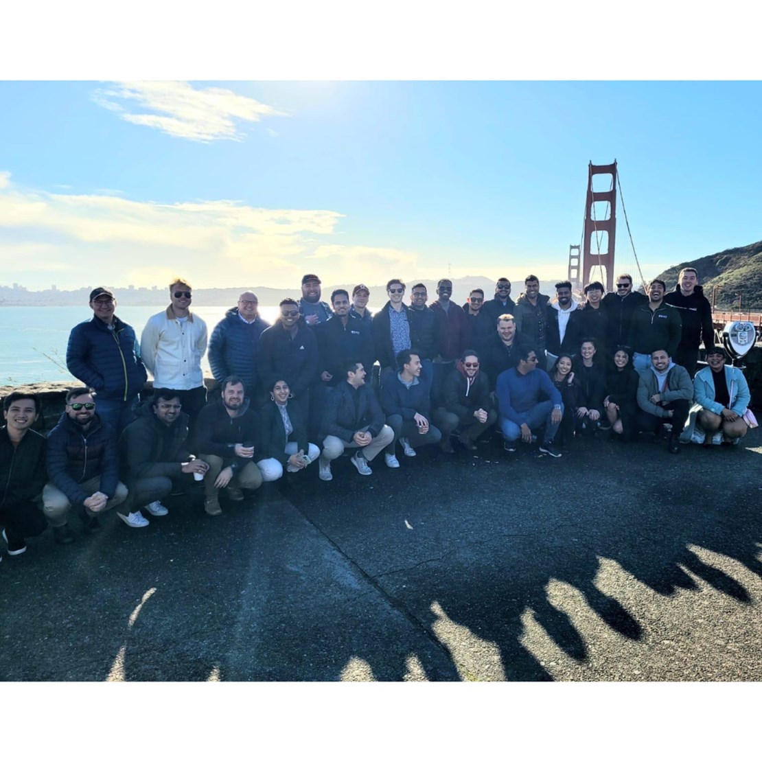 Group photo in front of the Golden Gate Bridge