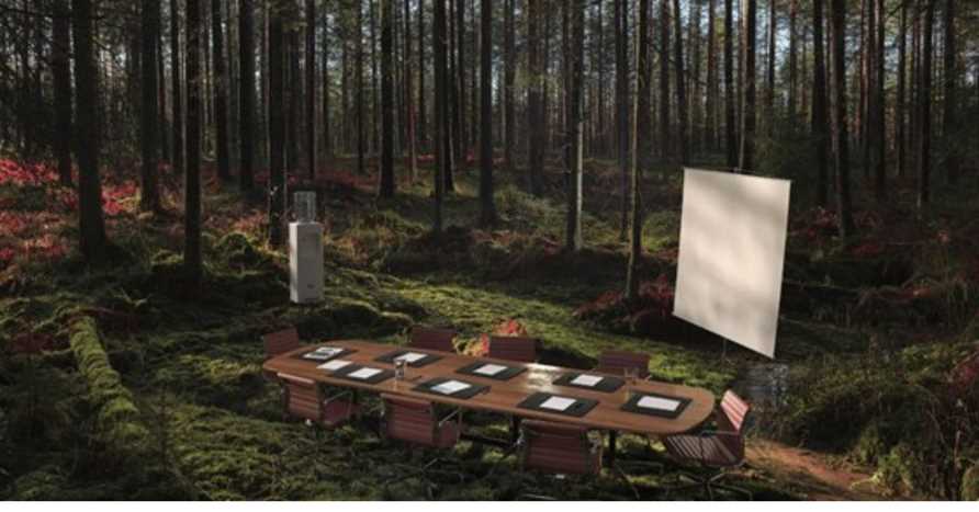 Conference table in a forest