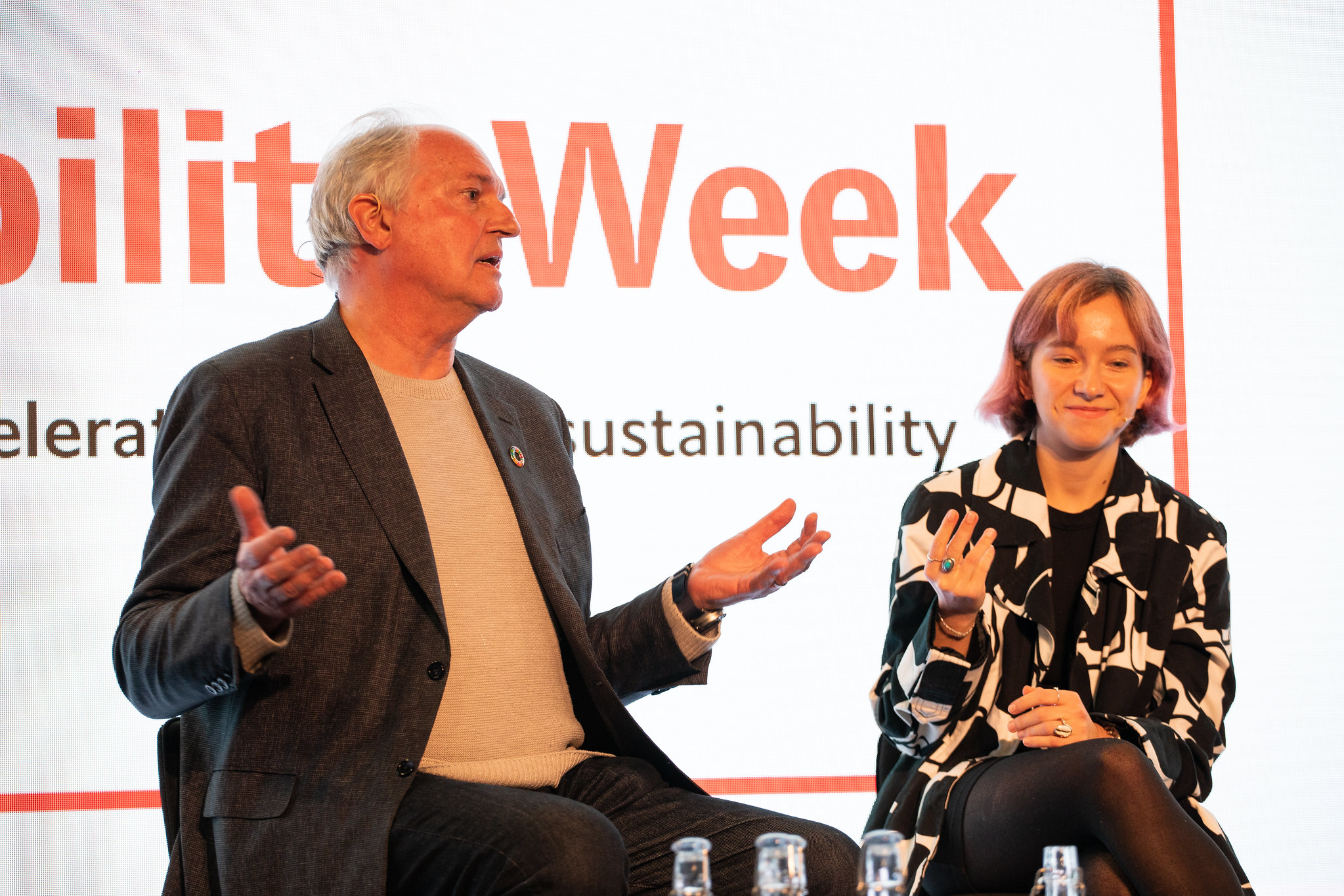 Paul Polman and Clover Hogan speaking at the Panel on Closing the ambition gap
