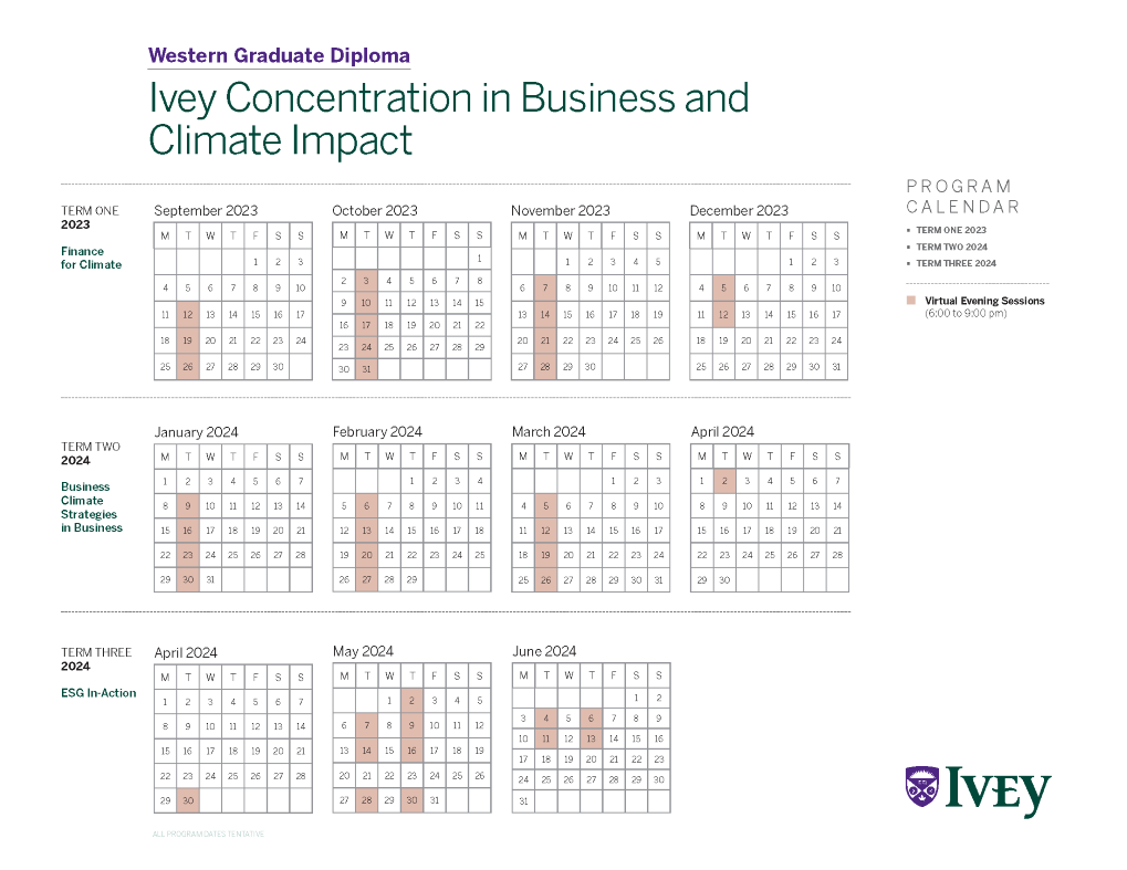 Climate Program Schedule