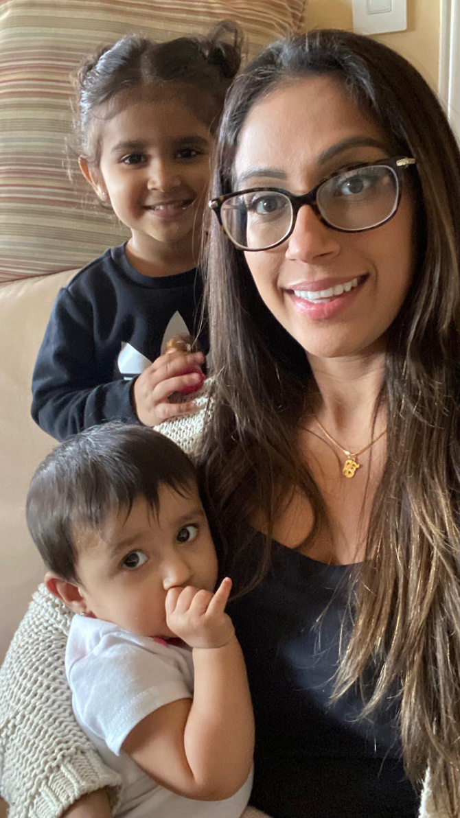 Sharon Sekhon with 2 kids