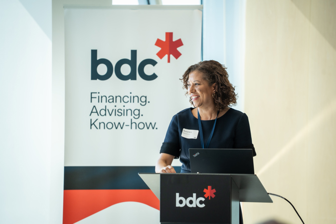 Sandra Odendahl, Senior Vice President and Head of Sustainability and Diversity & Partnerships at BDC, delivering compelling opening remarks