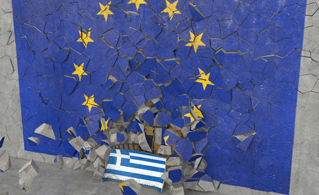 flag breaking through wall