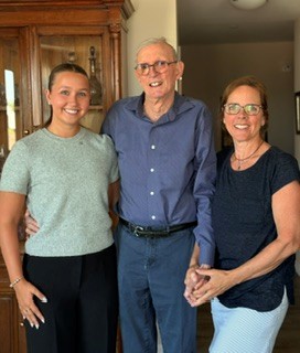 L-r: Rachel Millar, Peter Walter, and Suzanne (Walter) Millar at Peter's home in Aurora