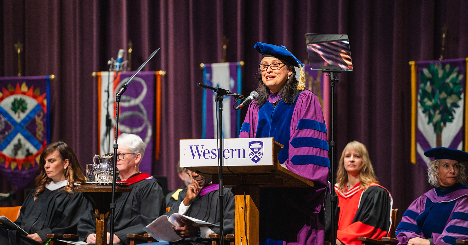 Dusya Vera addressing graduates