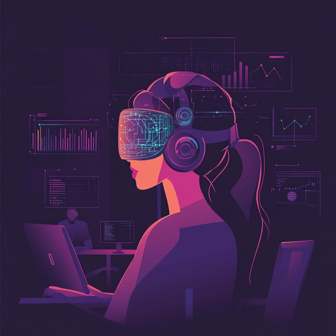 Businesswoman Learning with AI