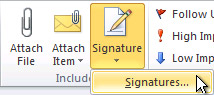 Outlook Signature Menu
