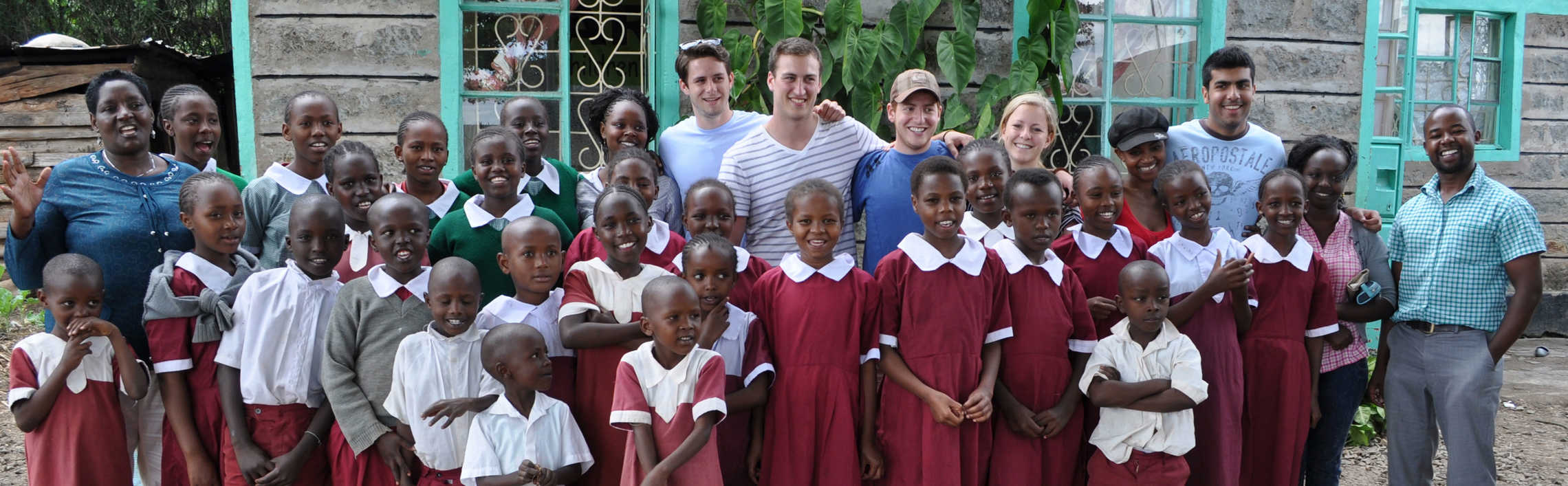 Students outside classroom