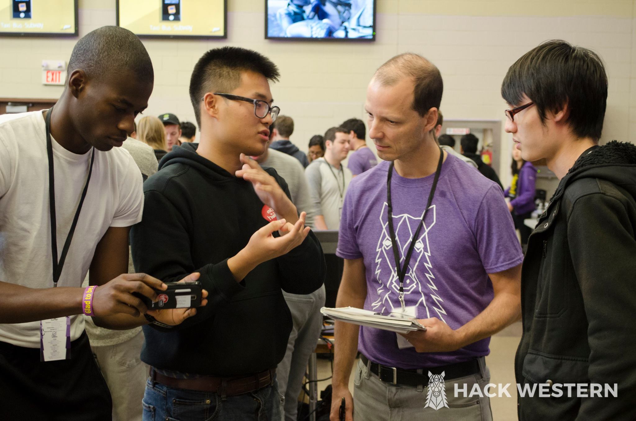 group talking to Michael King