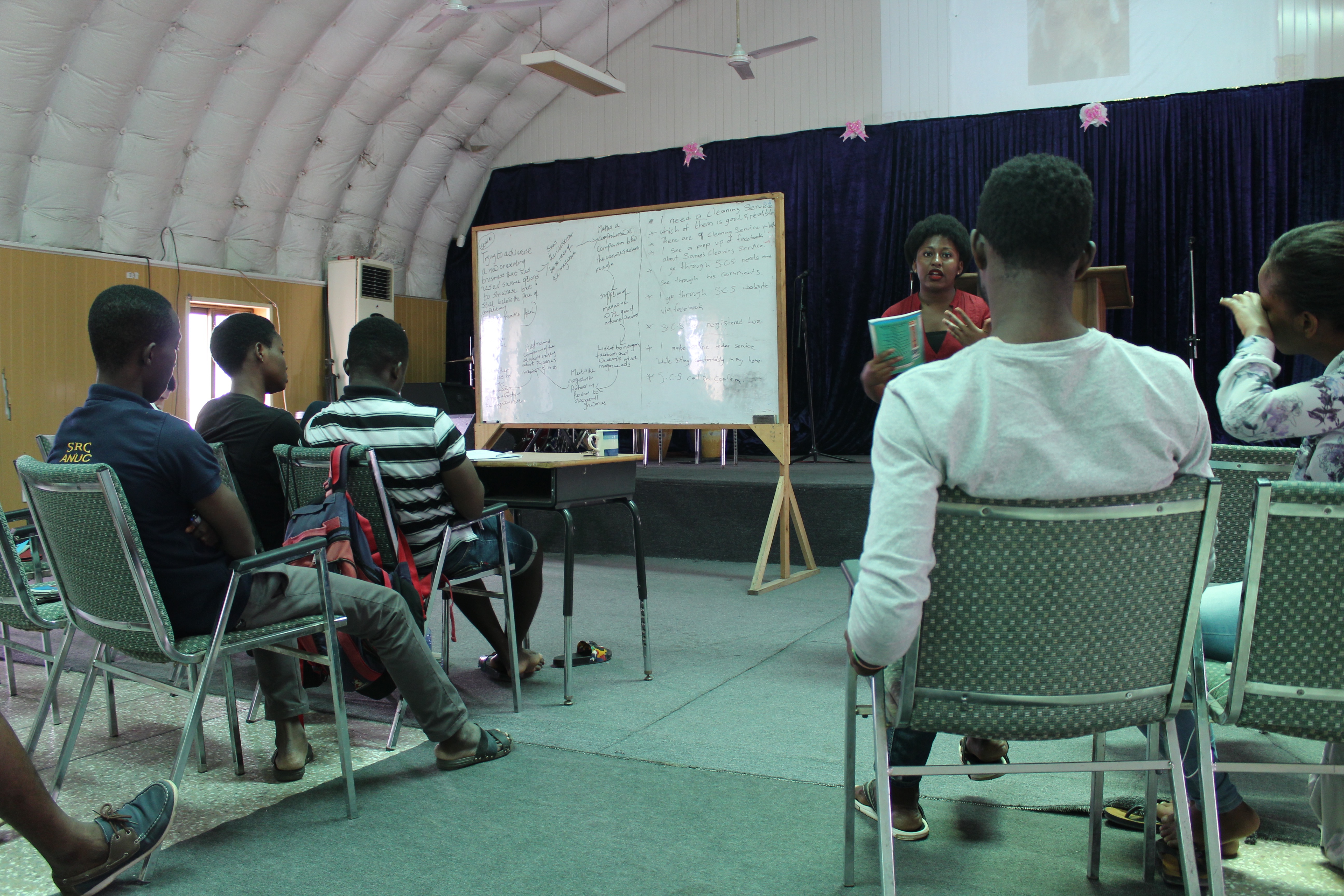 Prudence owning the front of the class