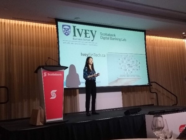 Kristal Au-Yong addresses the Toronto FinTech Conference