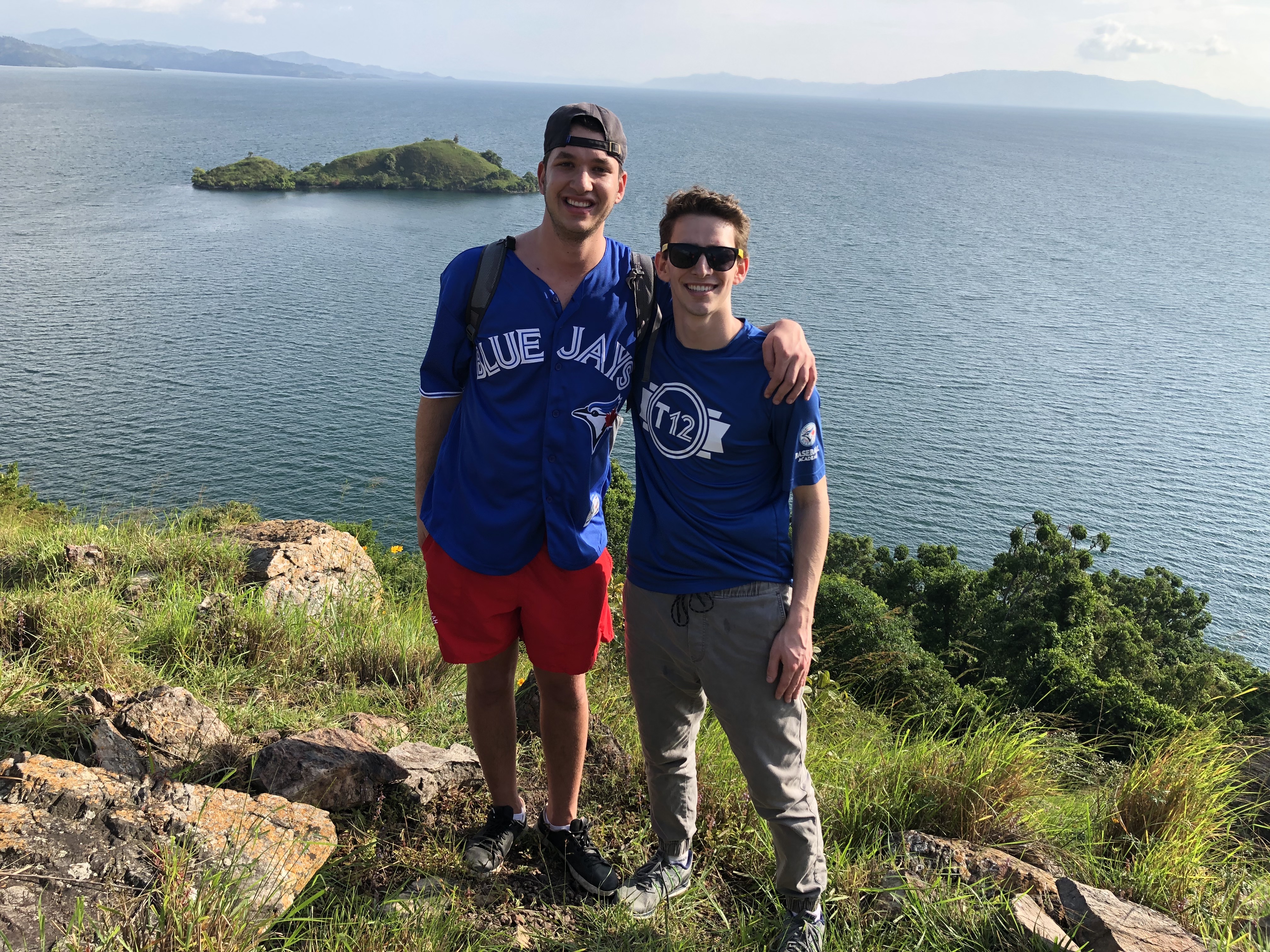 Max and Adam on an island in Kibuye