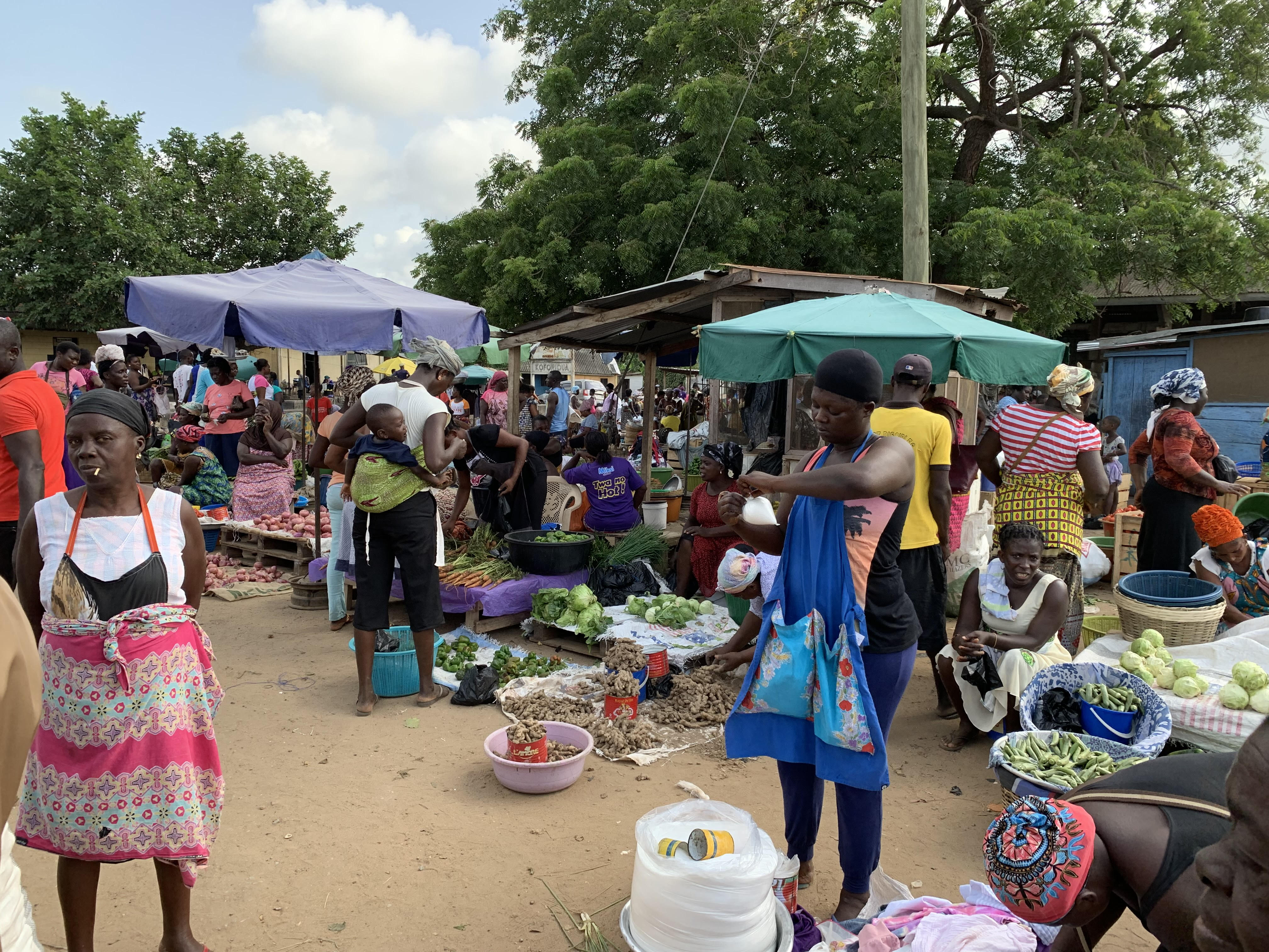 A shot of a market in Ghana