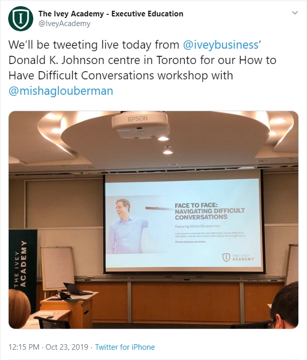 Screenshot of Ivey Academy Twitter tweet