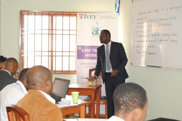 Dr Alexis Abodohoui helps facilitate the case teaching workshop in Benin