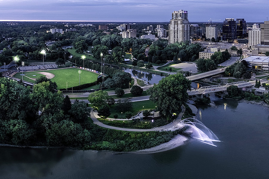 An aerial view of Labatt Park