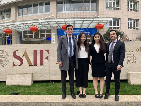 Ivey students standing outside the Shanghai Jiao Tong University