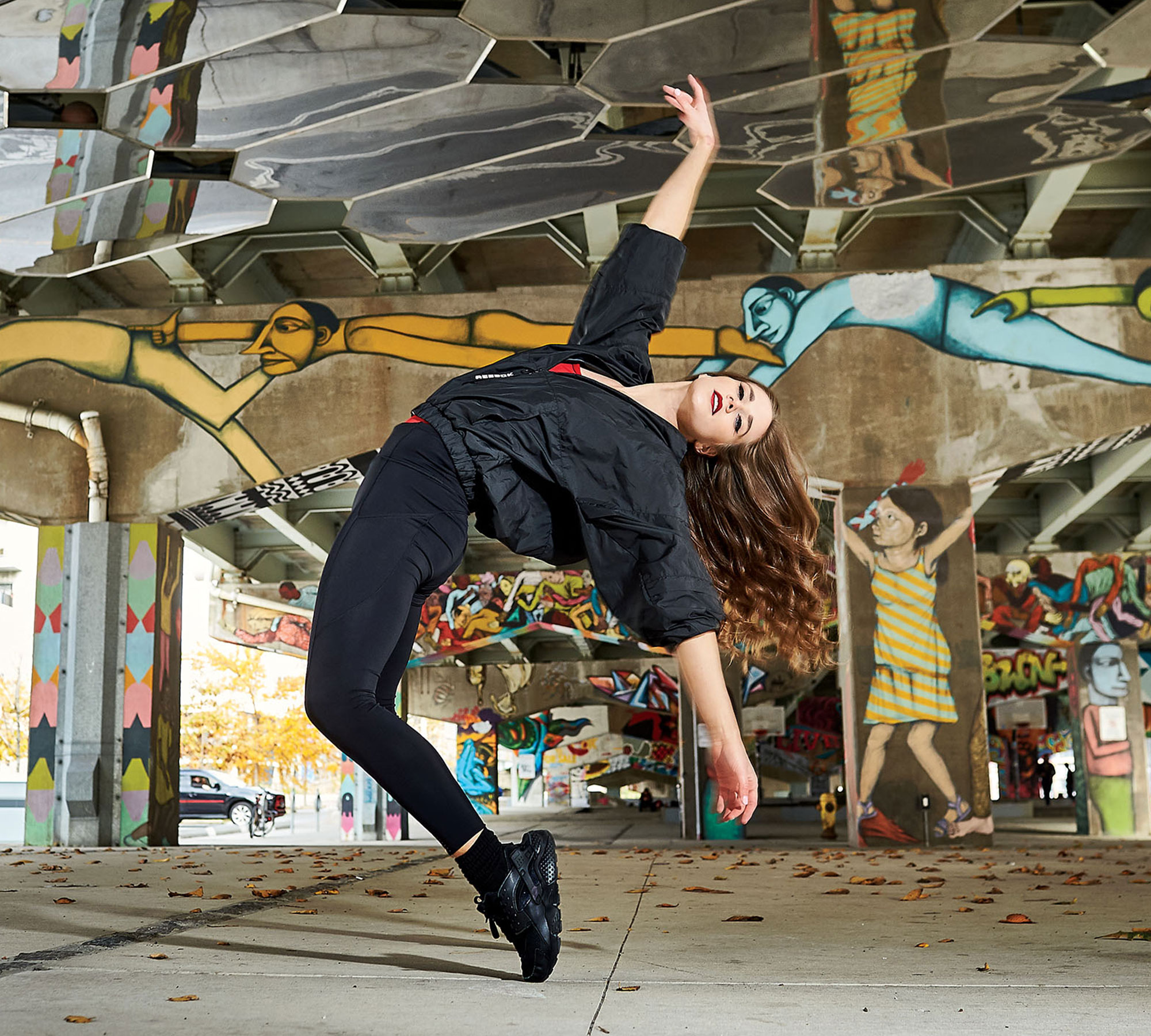 Marlie Goddard dancing in the street
