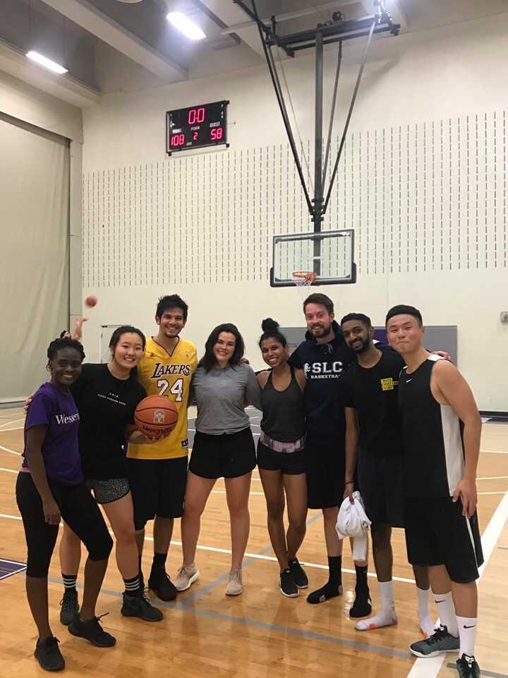 Group of students playing volleyball