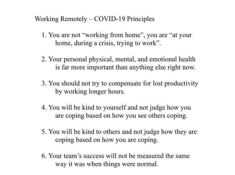 Working Remotely - COVID-19 Principles