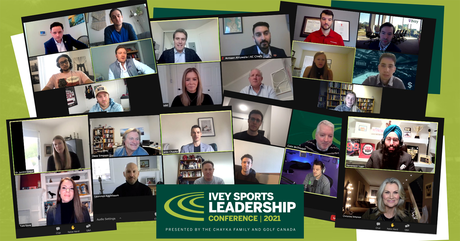 Guest speakers and Ivey faculty moderators at the Ivey Sports Leadership Conference