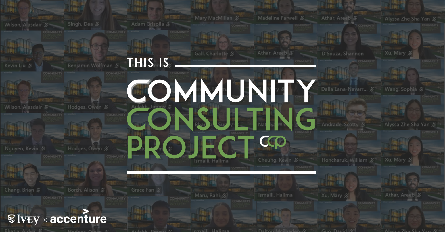 Zoom screenshot of  Ivey students who participated in the Community Consulting Project