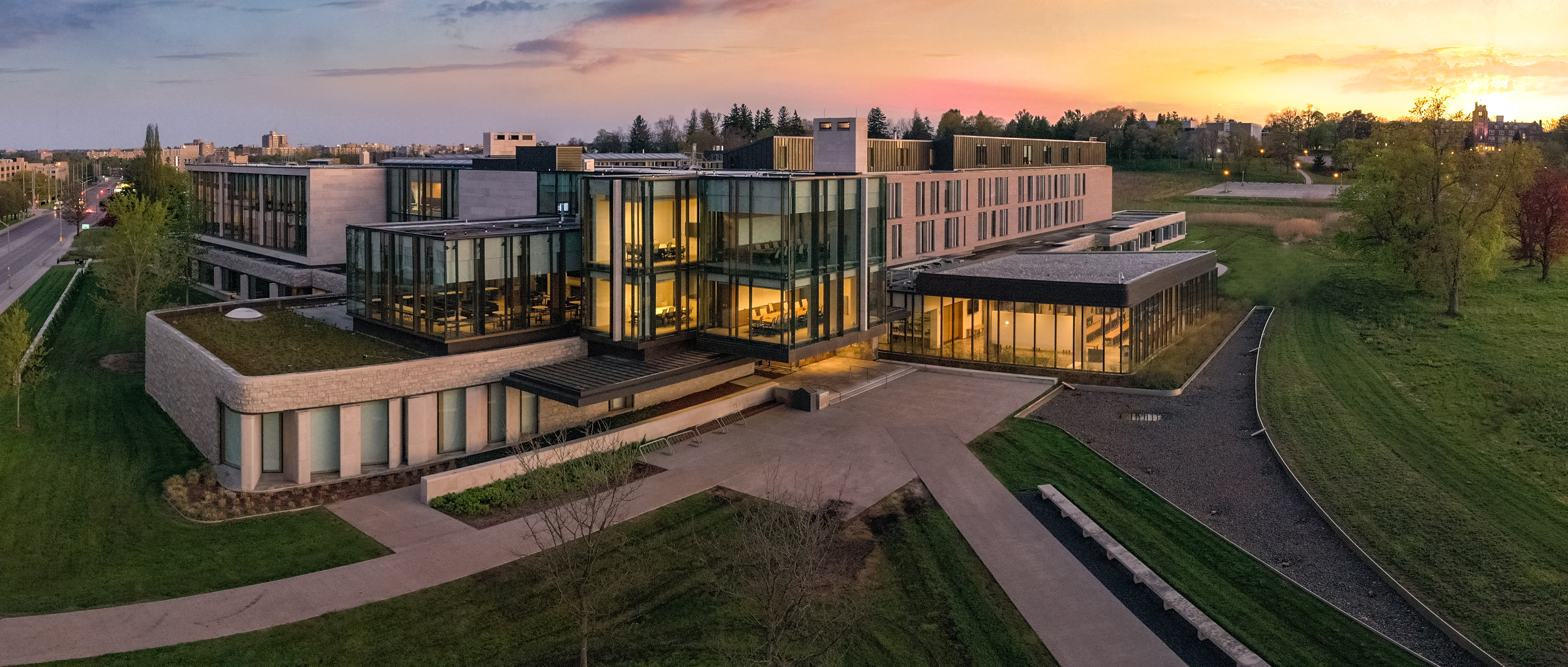 Sunset photo of Ivey Business School building 
