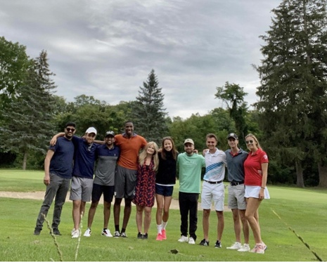 Youmi and her friends at a golf course