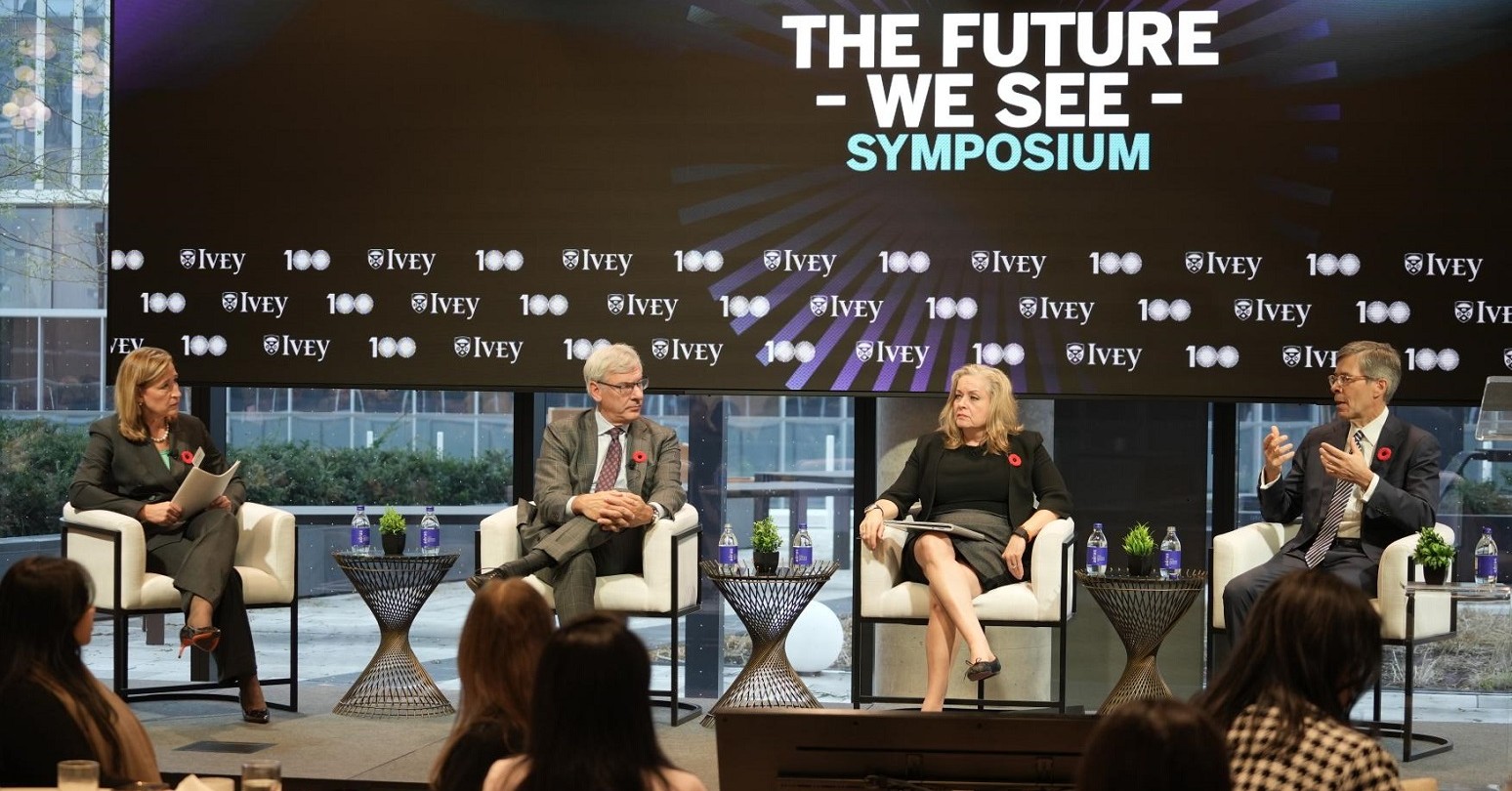 The CEO panel - L-r: Sharon Hodgson, David McKay, Linda Hasenfratz, and Jeffrey Orr