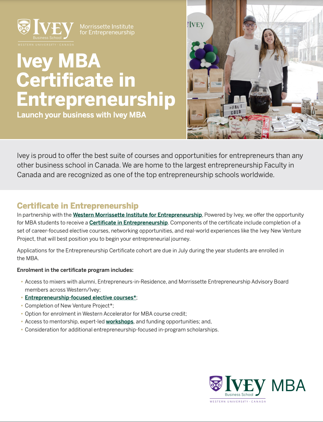 Entrepreneurship Certificate One-Pager