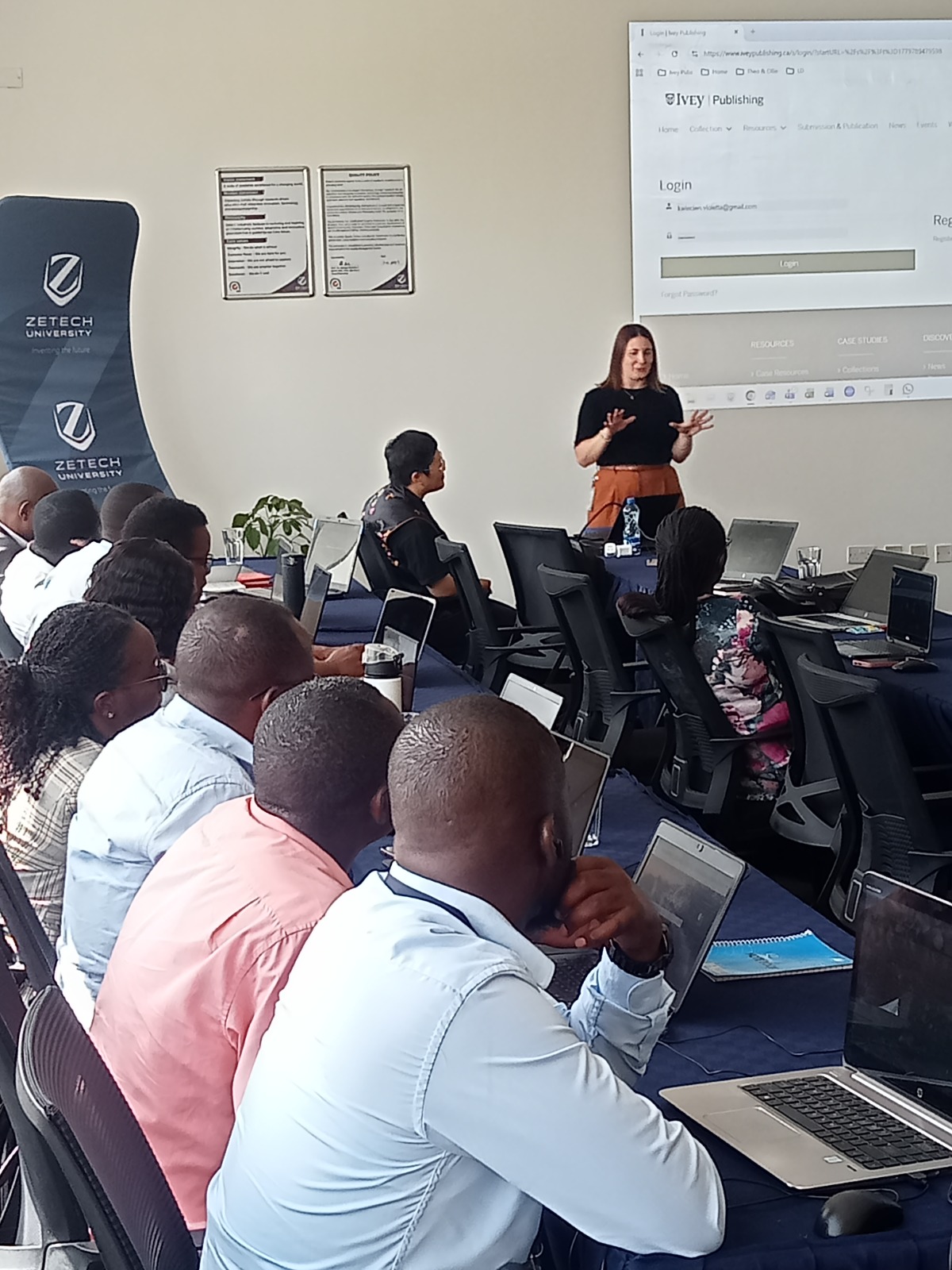 Ivey Publishing's Violetta Gallagher presenting a slideshow