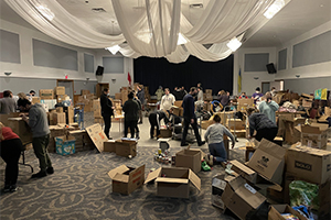Boxes of donations at the London Ukrainian Centre