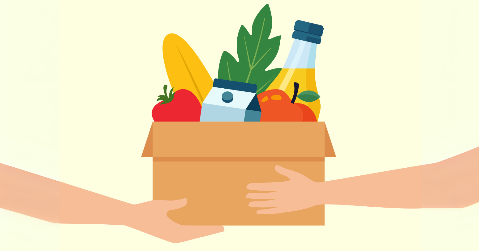 Graphic Of Food Donation Box Being Passed