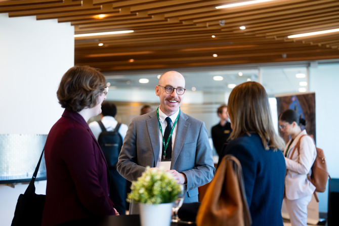 Attendees networking