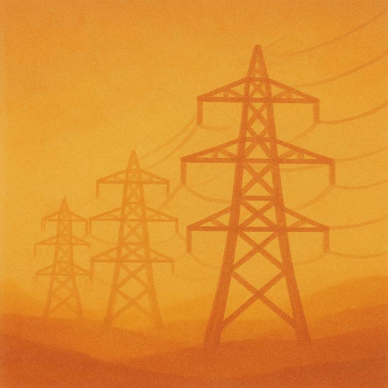 Towering Power Lines At Sunset