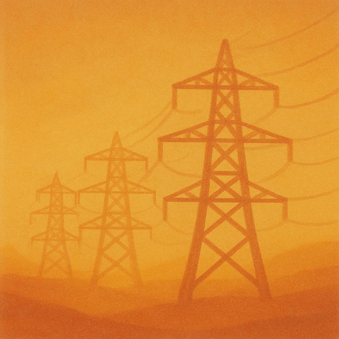 Towering Power Lines At Sunset
