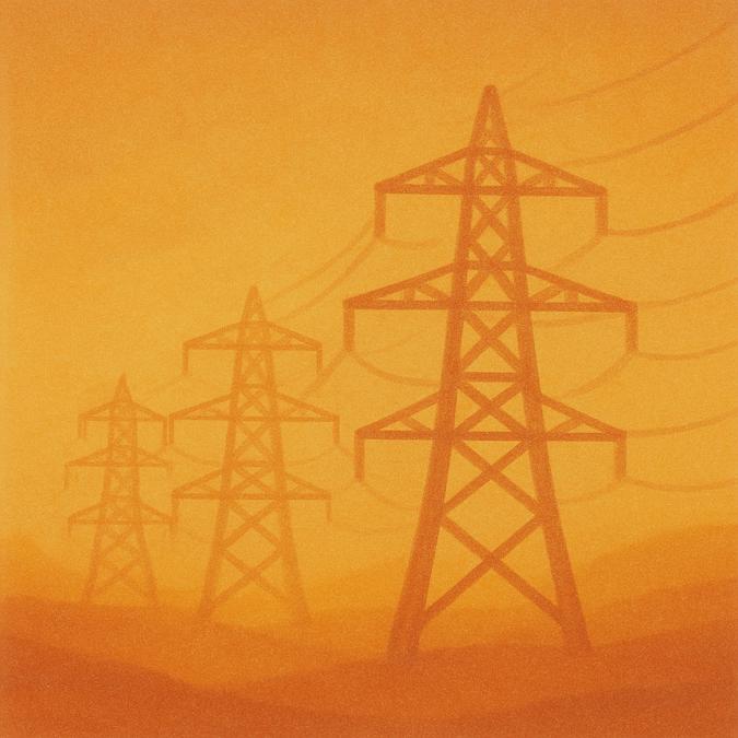 Towering Power Lines At Sunset