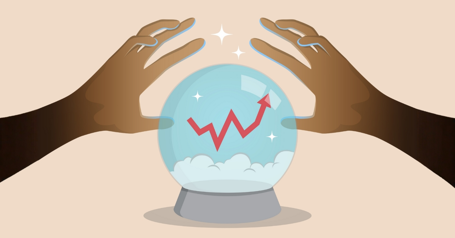 Landscape Graphic Crystal Ball Showing An Upward Financial Chart Held Between Two Hands (1)